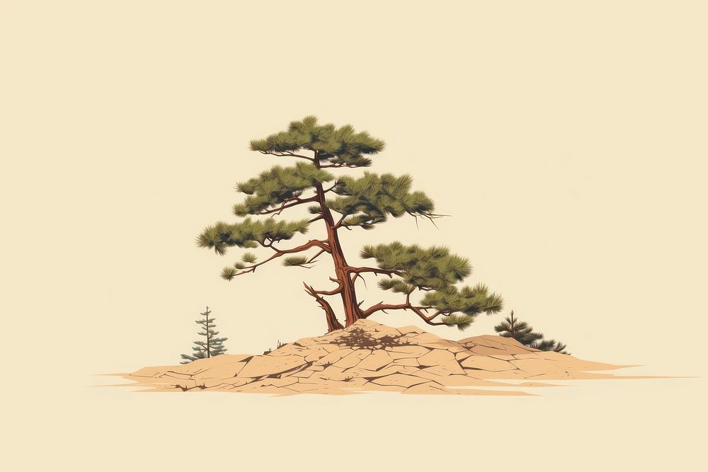 Pine tree sketch plant tranquility. 