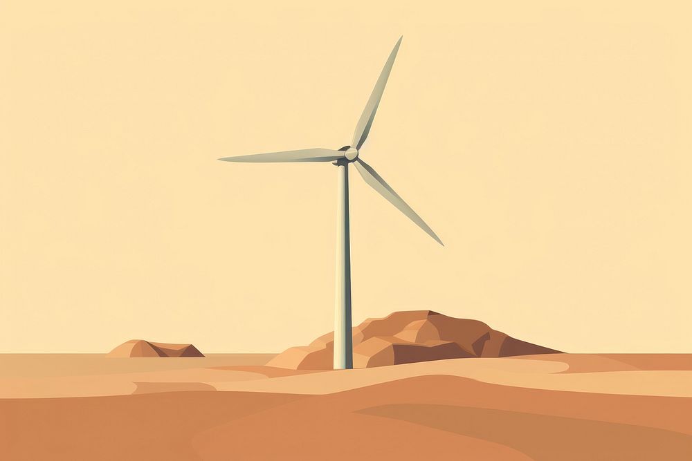 Wind turbine outdoors machine wind. AI generated Image by rawpixel.