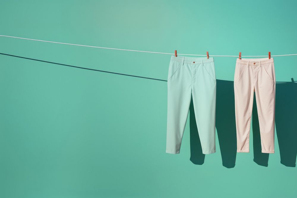 Pants hanging clothesline clothespin. AI generated Image by rawpixel.