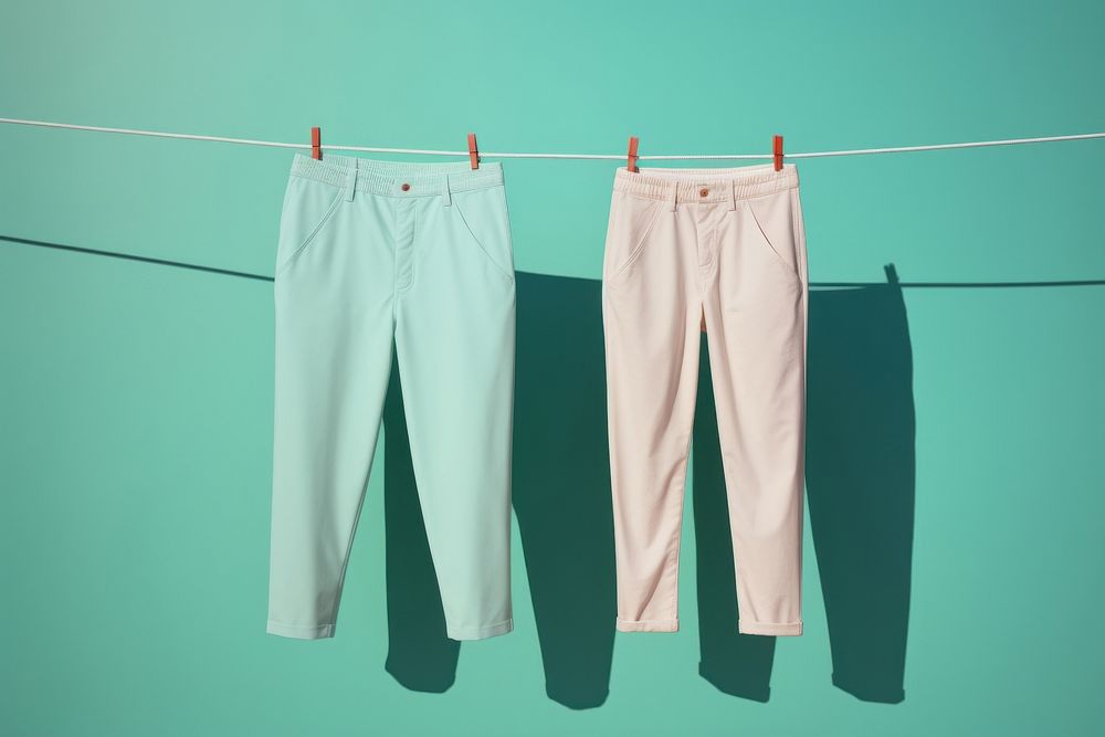Pants hanging clothesline coathanger. AI generated Image by rawpixel.