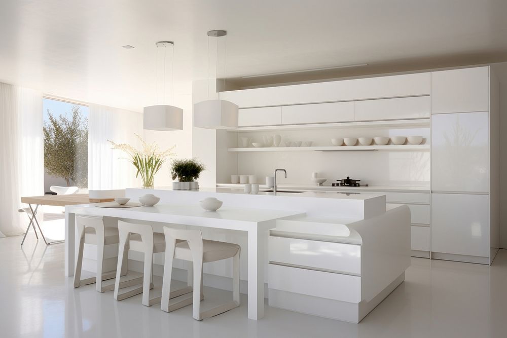 Modern white kitchen architecture furniture building. AI generated Image by rawpixel.