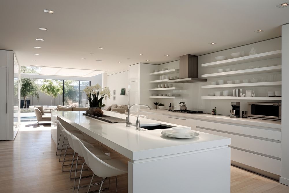 Modern white kitchen architecture furniture building. AI generated Image by rawpixel.