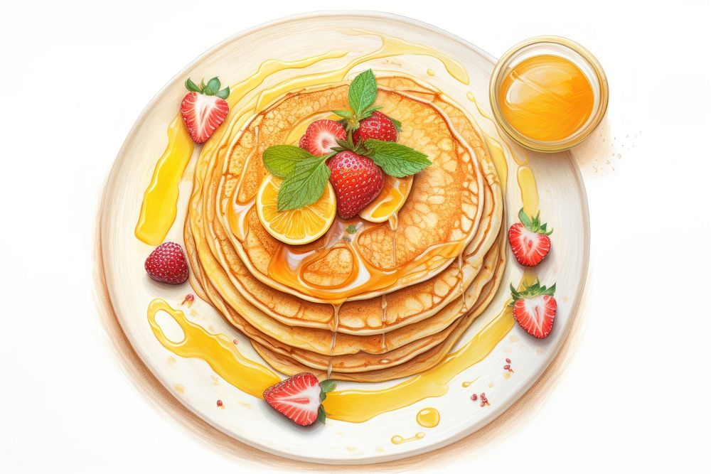 Pancake fruit plate food. AI generated Image by rawpixel.