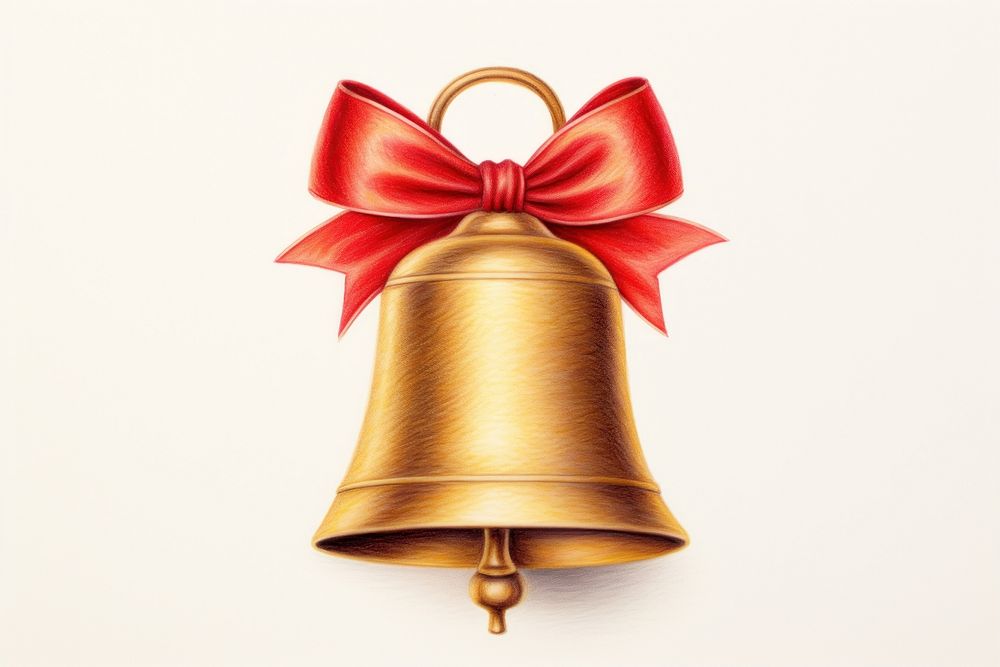 Bell ribbon gold red. AI generated Image by rawpixel.