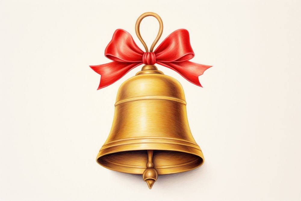 Bell ribbon gold red. AI generated Image by rawpixel.