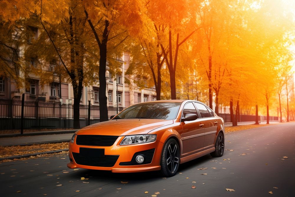 New car vehicle bumper autumn. AI generated Image by rawpixel.