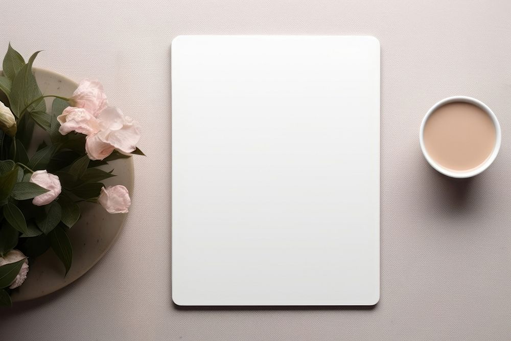 Tablet mockup flower technology tableware. AI generated Image by rawpixel.