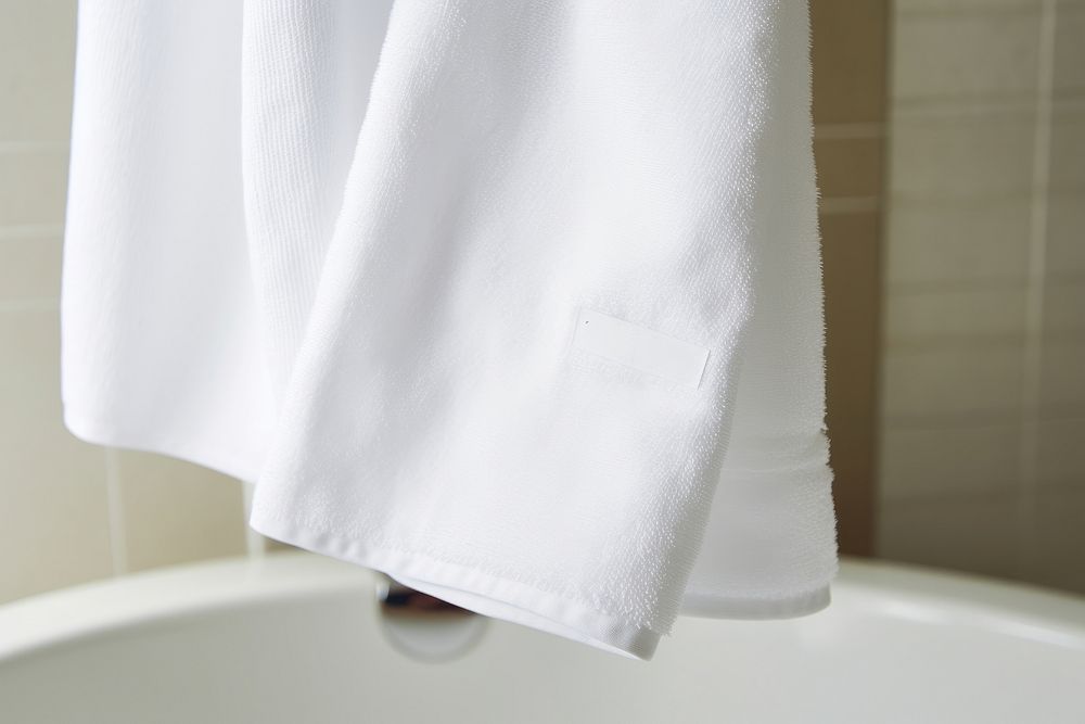 White towel bathtub bathroom textile. AI generated Image by rawpixel.