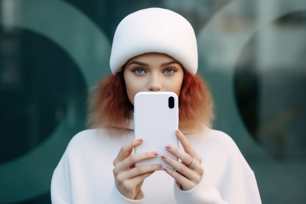 White smartphone adult woman photo. AI generated Image by rawpixel.