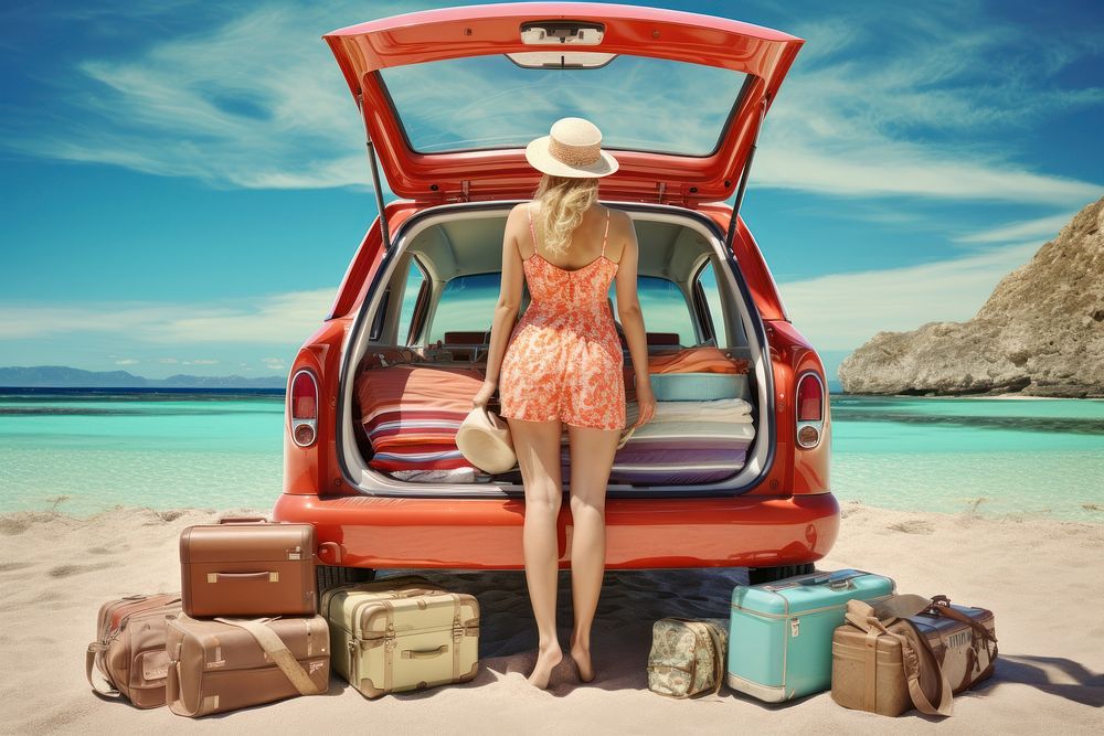 Vacation car vehicle luggage. AI generated Image by rawpixel.