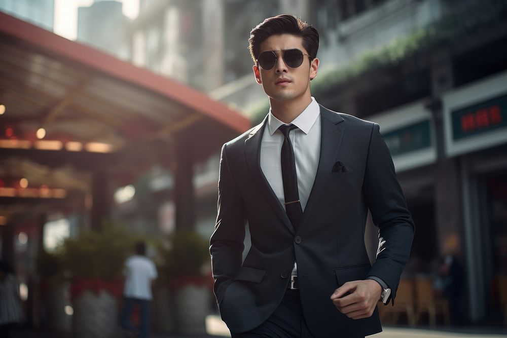 Classic suit sunglasses blazer tuxedo. 