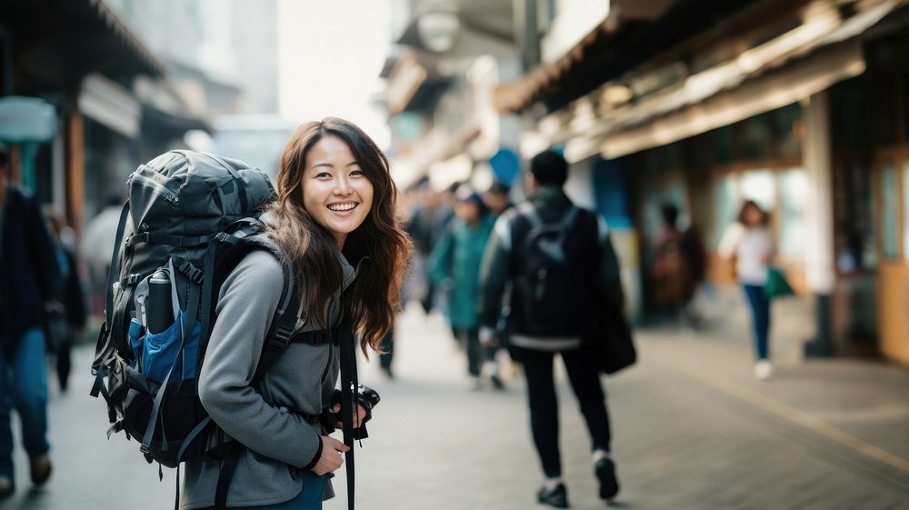 Bag backpack smiling smile. AI generated Image by rawpixel.