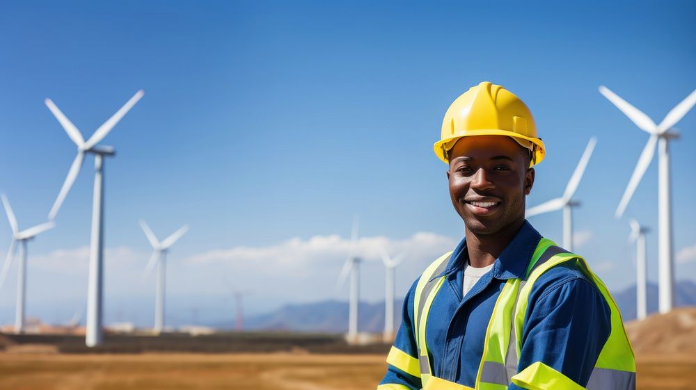 Wind turbines windmill standing outdoors. AI generated Image by rawpixel.