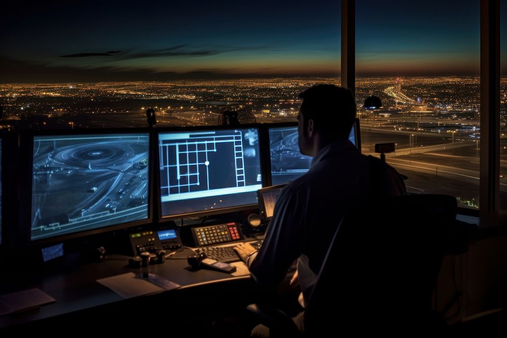 Air traffic controller computer working screen. AI generated Image by rawpixel.