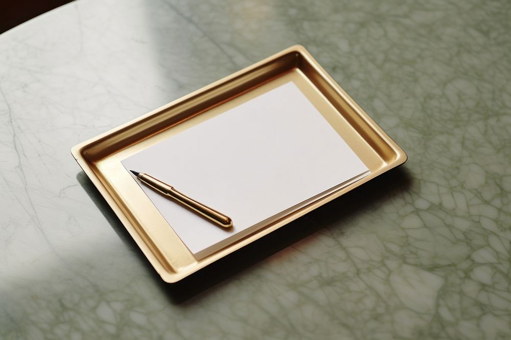 White paper tray pen rectangle. AI generated Image by rawpixel.