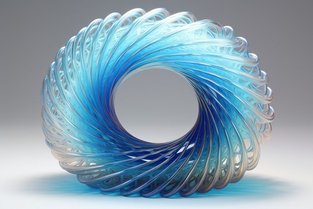 Blue gradient wireframe torus jewelry spiral accessories. 