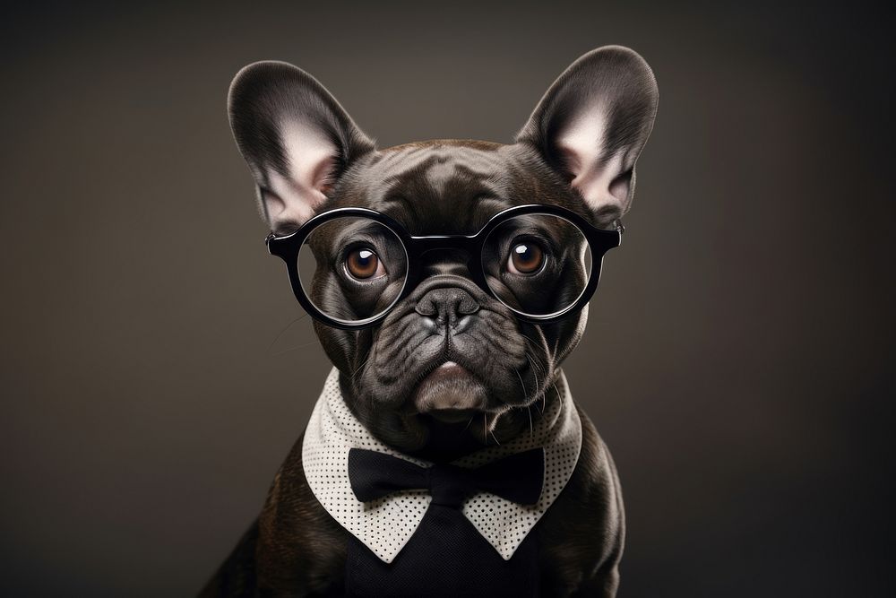 Dog wearing glasses bulldog animal mammal. AI generated Image by rawpixel.