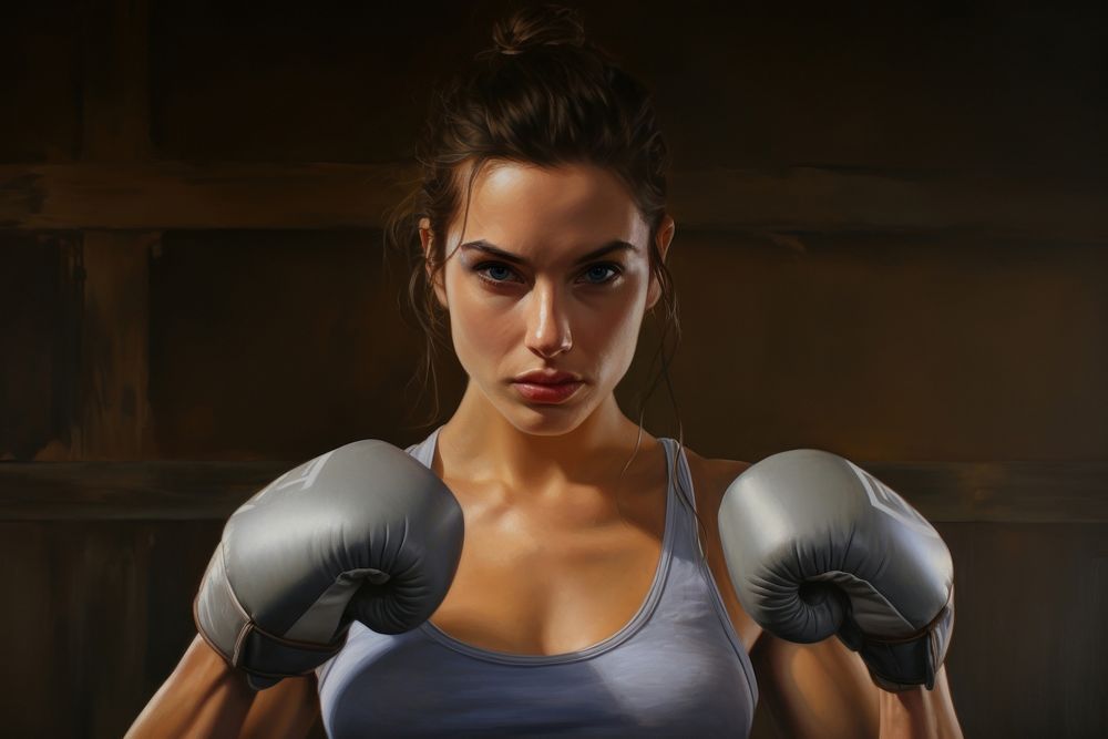 Female boxer punching sports boxing. AI generated Image by rawpixel.