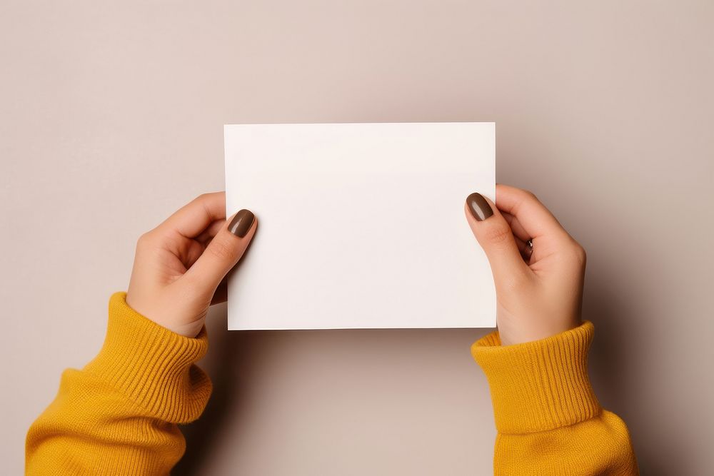 White card paper hand envelope. 