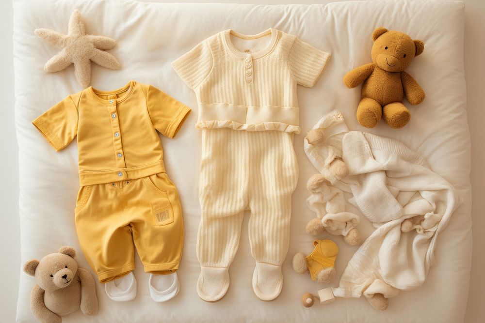 Baby clothes toy bed representation. AI generated Image by rawpixel.