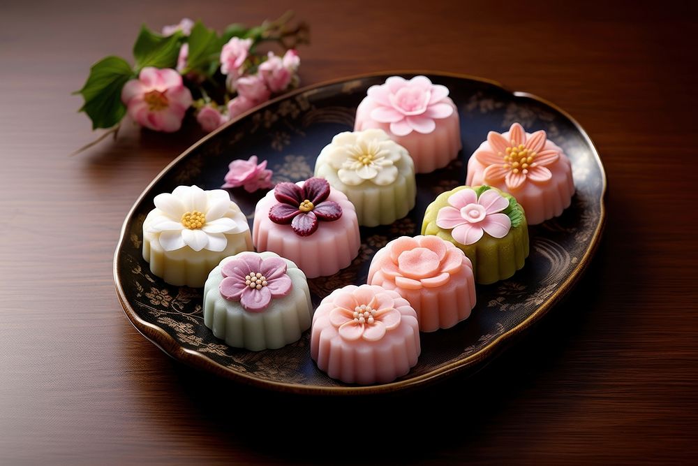 Japanese sweets dessert plate food. AI generated Image by rawpixel.
