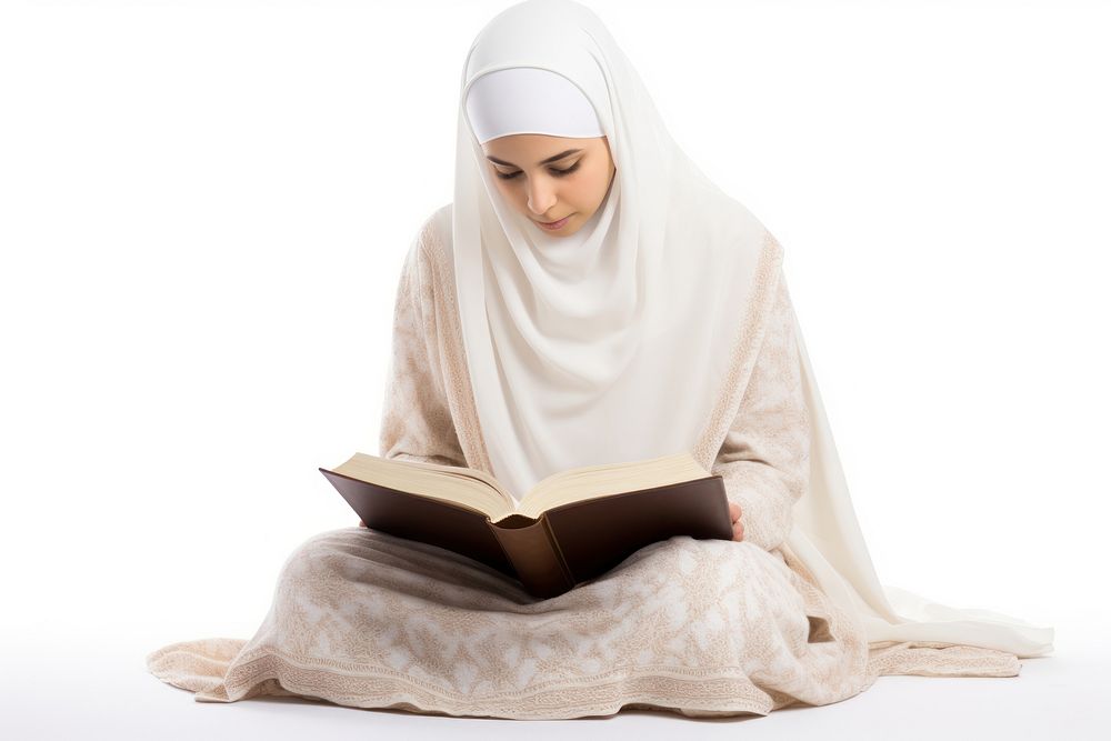 Reading quran sitting adult white. AI generated Image by rawpixel.