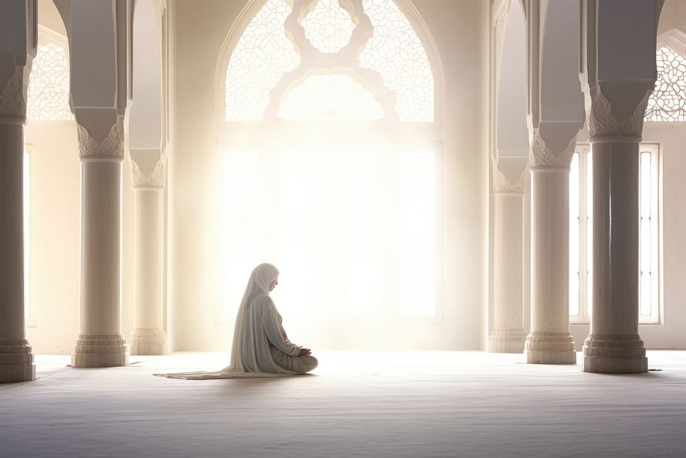 Muslim prayers praying light adult. AI generated Image by rawpixel.