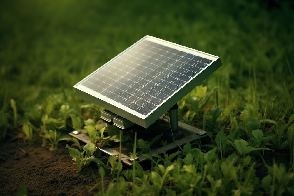 Photovoltaic cell outdoors agriculture electricity. AI generated Image by rawpixel.