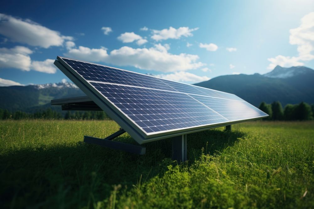 Photovoltaic cell environmentalist electricity tranquility. AI generated Image by rawpixel.