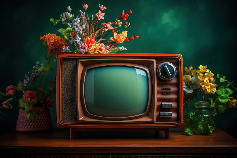 Television flower plant electronics. AI generated Image by rawpixel.