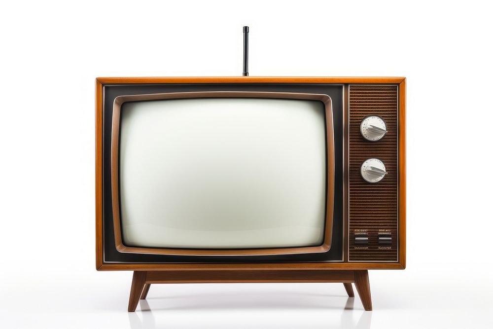 Retro TV television screen white background. AI generated Image by rawpixel.
