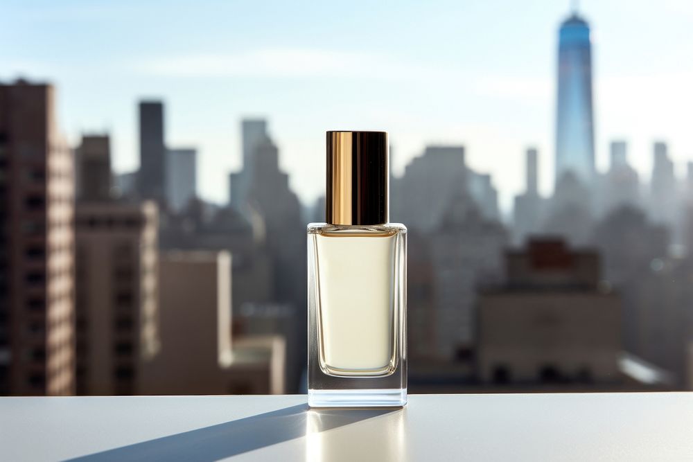 Perfume spray cosmetics bottle skyscraper. AI generated Image by rawpixel.