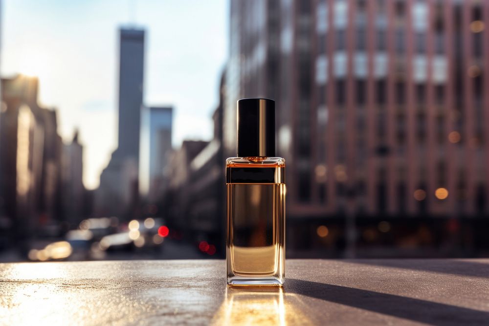 Perfume spray cosmetics bottle architecture. AI generated Image by rawpixel.