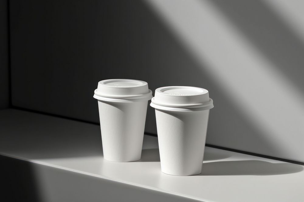 Cup coffee lighting white. 