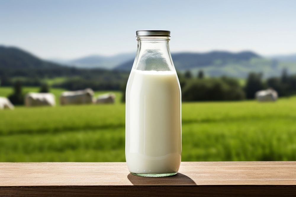 Milk bottle dairy drink food. AI generated Image by rawpixel.