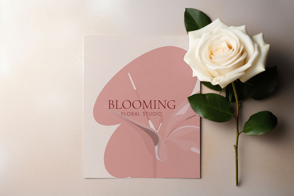 Aesthetic floral card mockup psd