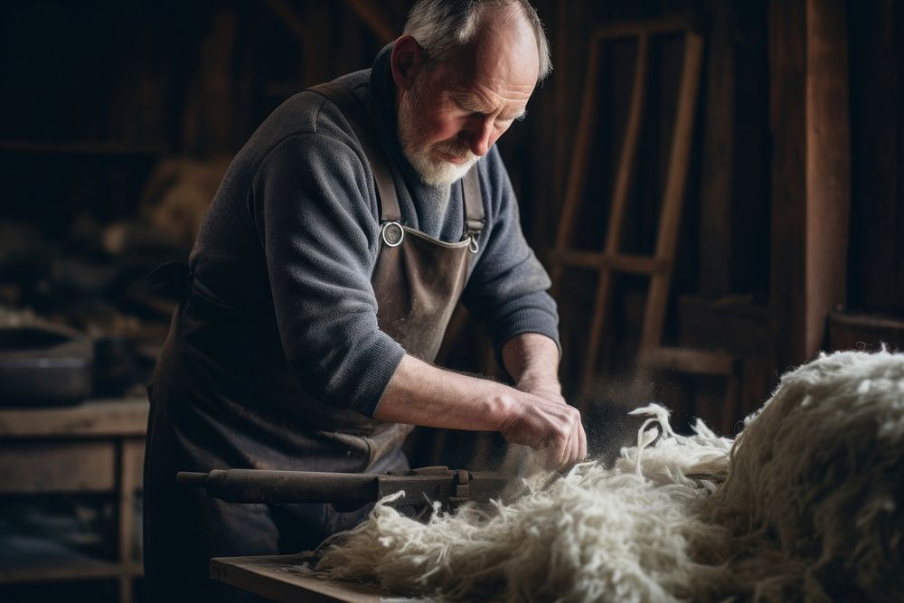 Shearing wool adult craft skill. AI generated Image by rawpixel.