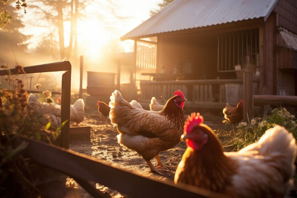 Chickens emerging outdoors poultry animal. 