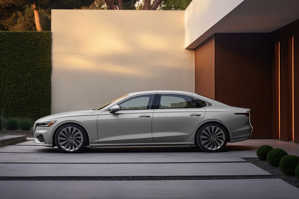 Silver sedan car, vehicle photo