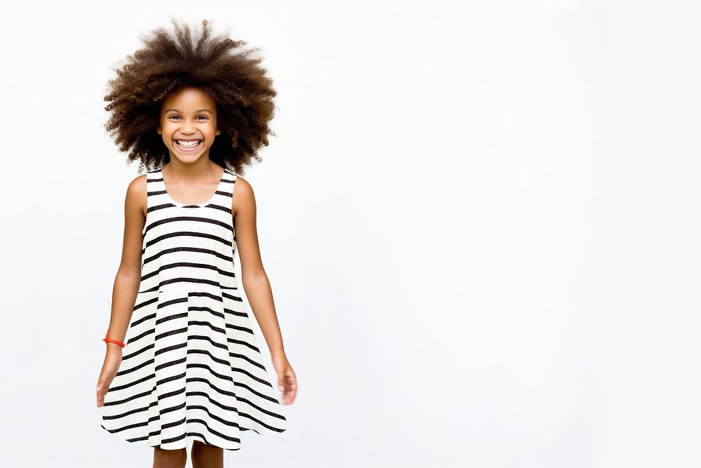 Black girl kid wearing summer dress child smile white. AI generated Image by rawpixel.
