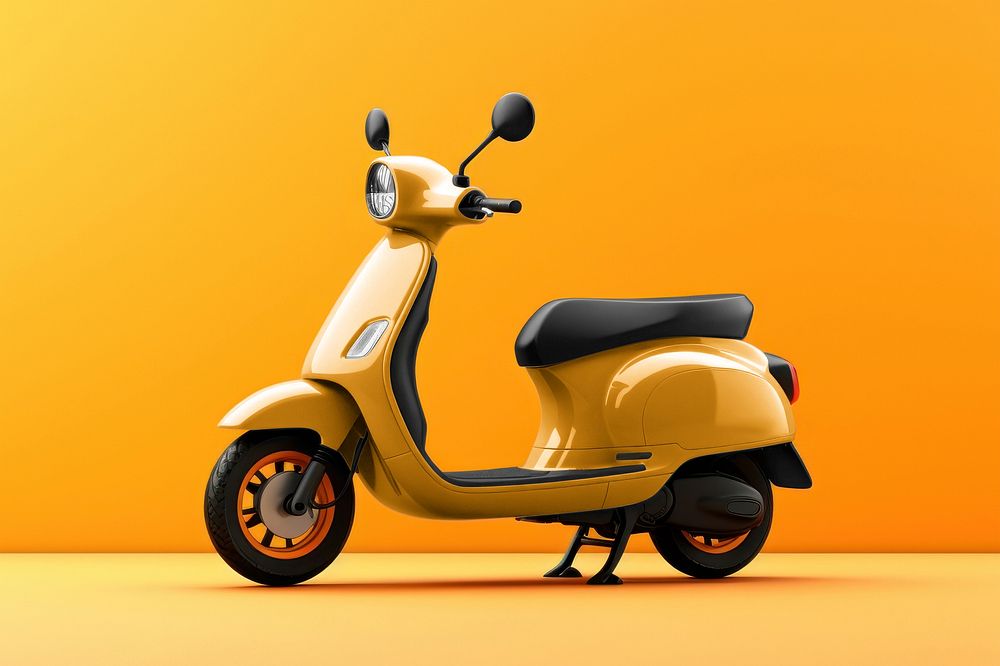 Yellow motorcycle scooter, realistic vehicle