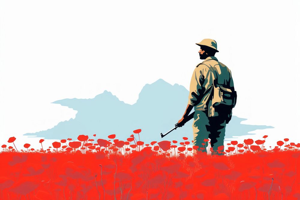Poppies standing outdoors cartoon. AI generated Image by rawpixel.