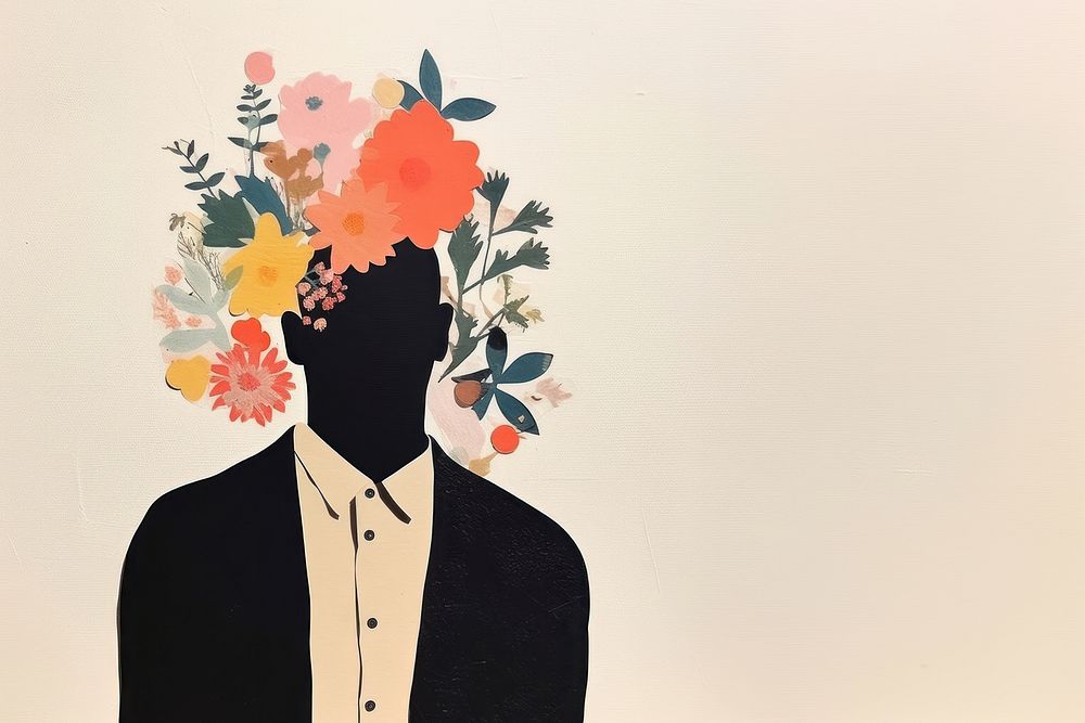 Flower art silhouette portrait. AI generated Image by rawpixel.