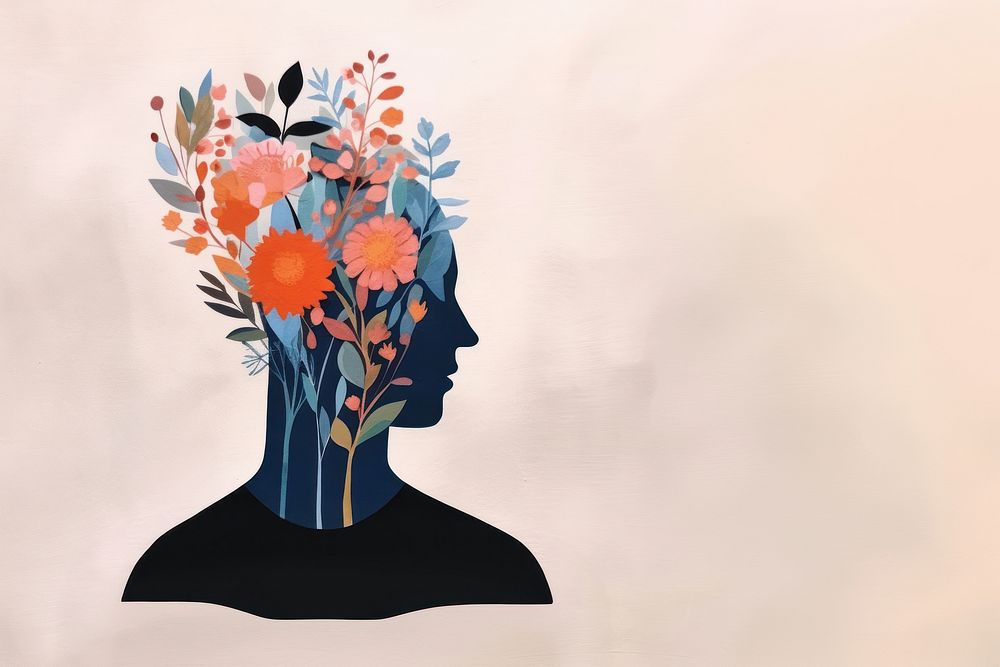 Flower art silhouette painting. AI generated Image by rawpixel.