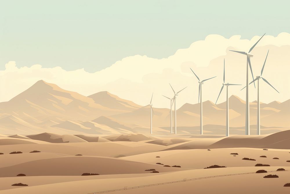Wind turbine farm outdoors windmill machine. AI generated Image by rawpixel.