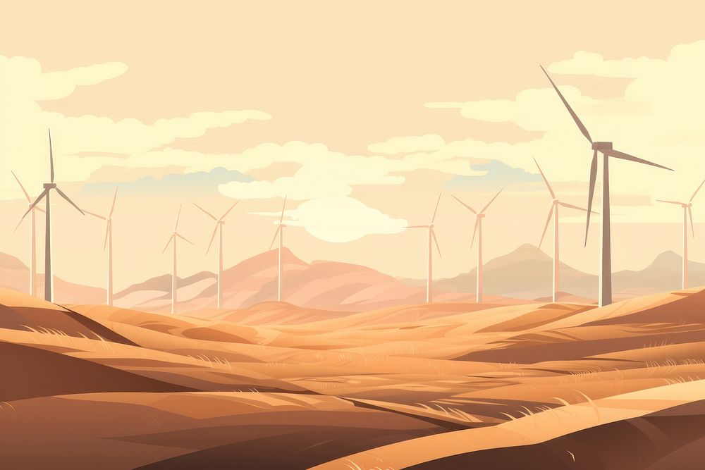 Wind turbine landscape outdoors windmill machine. AI generated Image by rawpixel.