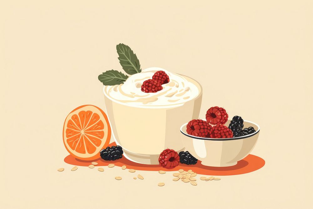 Yoghurt fruit food raspberry. AI generated Image by rawpixel.