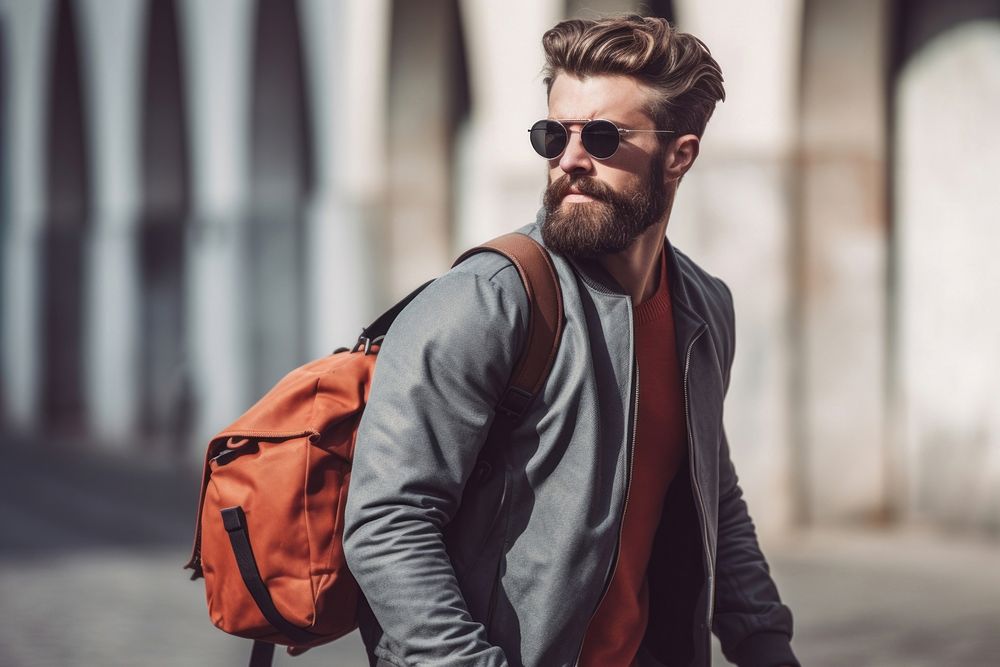 Street fashion sunglasses outdoors backpack. AI generated Image by rawpixel.