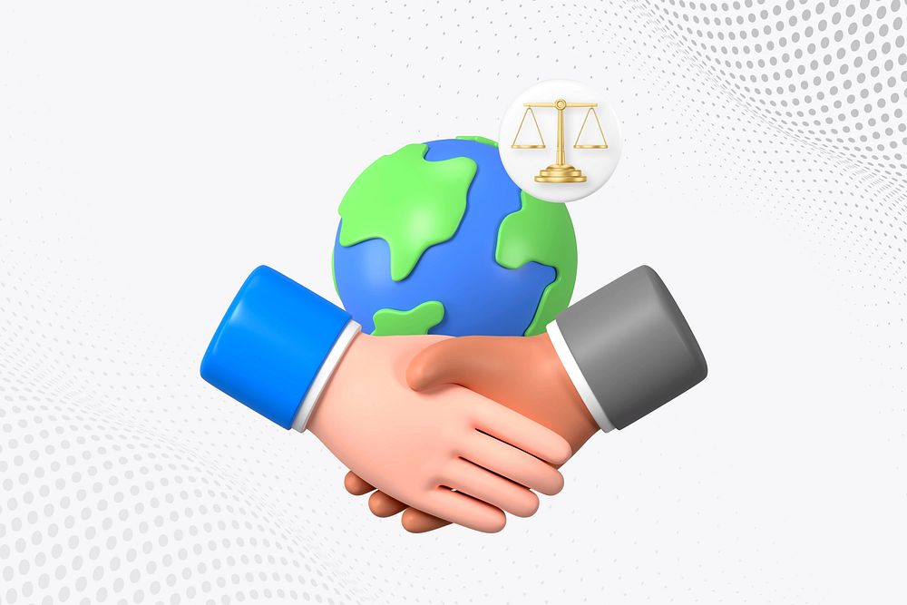 Environmental law, 3D business handshake remix