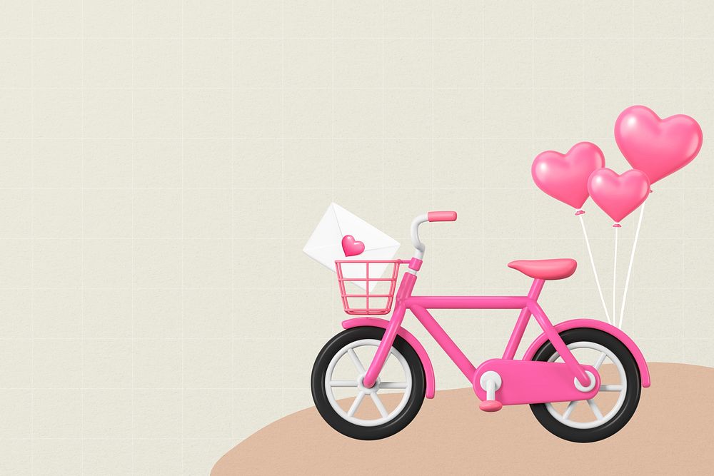 3D pink bicycle background, Valentine's celebration remix